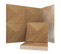 Lot de 6, Decoration Chambre Panneau Mural, Panneaux Acoustique，60 * 60cm | Panneau Acoustique en Placage de Bois, Dalle Murale Autocollante, Absorption de L'écho, Panneaux Insonorisants pour le Salon
