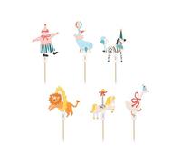 Lot de 6 décorations de gâteaux sur le thème du cirque - Décorations de cupcakes et fêtes - Fournitures d'anniversaire pour enfants