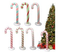 Lot de 6 décorations de jardin gonflables de Noël - 130 cm - Décoration de canne à sucre - Avec base remplie d'eau - Pour l'intérieur et l'extérieur, les vacances, la maison, les fêtes, le Nouvel An