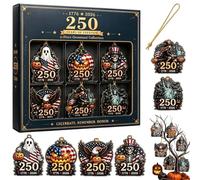 Lot de 6 décorations d'Halloween en acrylique 2D pour fenêtre | 1776-2026 Fantôme citrouille squelette sorcière décoration pour arbre fenêtre mur collection