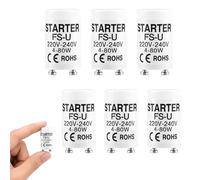 Lot de 6 démarreurs de tubes fluorescents FSU 4-80 W - 220-240 V - Démarreur de tube néon et démarreur LED pour tubes LED, accessoires de commande de démarrage pour lampes fluorescentes, aquariums et