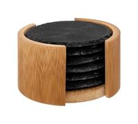 Lot de 6 Dessous de Verre Ardoise 10cm Noir