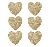 Lot de 6 Dessous de Verre Cœur Antidérapants - Doré ou Argenté (Modèle: DSVCDOR)