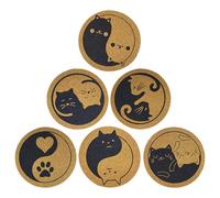 Lot de 6 dessous de verre en esthétiques pour tasses à thé | 10 cm - Isolation contre la chaleur et le froid - Ronds en liège - Pour maison, bar, comptoir, table, décoration