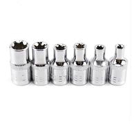 Lot de 6 douilles à cliquet 6,35 mm ynamométrique Torx étoile femelle E - Coffret de douilles E4 E5 E6 E7 E8 E10
