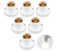 Lot de 6 Douilles E27 Plafond Ø55 mm 220V 6A, Supports Ampoule à Visser | Douille ampoule E27 pour LED et basse consommation, montage à vis, bornes de raccordement, garage, cave, atelier et grenier