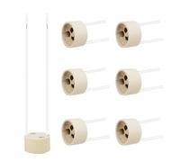 Lot de 6 douilles GU10, 15 cm, câble d'alimentation en silicone 0,75 mm², VDE, GU10, socle en céramique pour LED, ampoule, halogène, résistance à la chaleur jusqu'à 600 °C, 0-250 V, 0-300 W