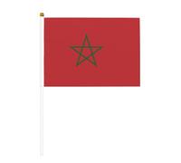 Lot de 6 drapeaux du Maroc 14 x 21 cm - Petits drapeaux sur bâtons de bois avec dessus en lance - Mini drapeau pour défilés, élections, événements patriotiques