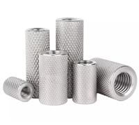 Lot de 6 écrous moletés ronds M8 x 20 mm en acier inoxydable - Écrou rond - Entretoises - Filetage intérieur des deux côtés - Manchons filetés - Diamètre : 14 mm