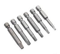 Lot de 6 embouts de tournevis à tête carrée SQ1-SQ5 Robertson avec tige hexagonale, alliage d'acier de 50 mm pour perceuse électrique et outils manuels, finition grise