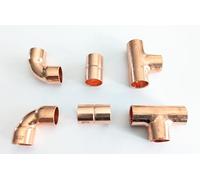 Lot de 6 embouts en cuivre de 10 mm : coude droit, coude à 90 degrés et T égal - Lot de 6 pièces (2 de chaque type)