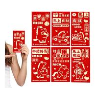 Lot de 6 enveloppes rouges Année du cheval 2026 - Fête du printemps | Enveloppes d'argent chinoises 2026 pour parents, grands-parents, enfants, collègues, voisins