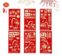 Lot de 6 enveloppes rouges chinoises 2026 pour fête de printemps | Enveloppes rouges 2026 année du cheval pour famille, grands-parents, enfants, collègues voisins, jeunes adultes