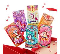 Lot de 6 enveloppes rouges du Nouvel An chinois 3D 2026 Bonne | Enveloppes pour argent de fête de printemps, poche rouge pour personnes âgées, mariage, fêtes et pendaison de crémaillère