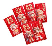 Lot de 6 enveloppes rouges pour le Nouvel An chinois, cadeau pour le Nouvel An Chinois 2026 - Pour fête de printemps, mariage, anniversaire, célébration, réunion de famille