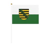 Lot de 6 et 12 mini drapeaux de la Saxe sur bâtons - Durable - 14 x 21 cm - Pour cour, jardin et décoration extérieure