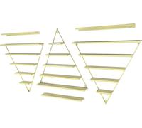 Lot de 6 étagères cosmétiques - Étagère triangulaire murale - 5 niveaux - Fer - Surface polie - Pour huiles essentielles, rouges à lèvres, parfums - Doré