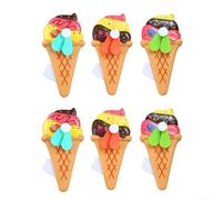 Lot de 6 éventails portatifs à motif de dinosaure ou de crème glacée, pour les fêtes d'été, les excursions à la plage, les pique-niques et les événements en plein air (crème glacée)