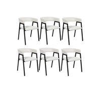 Lot de 6 fauteuils de table design en métal et velours côtelé coloris crème - AMORY - ALTOBUY Beige