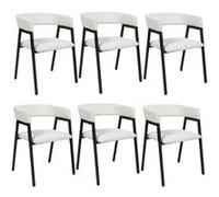 Lot de 6 fauteuils de table design en métal et velours côtelé coloris crème - AMORY - ALTOBUY Beige