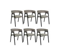 Lot de 6 fauteuils de table design en métal et velours côtelé coloris taupe - AMORY - ALTOBUY Gris