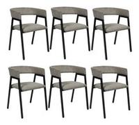 Lot de 6 fauteuils de table design en métal et velours côtelé coloris taupe - AMORY - ALTOBUY Gris