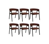 Lot de 6 fauteuils de table design en métal et velours côtelé coloris terracotta - AMORY - ALTOBUY Rouge