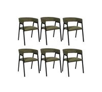 Lot de 6 fauteuils de table design en métal et velours côtelé coloris vert - AMORY - ALTOBUY