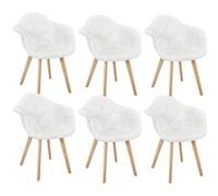 Lot de 6 Fauteuils Imitation Laine Motif Patchwork Blanc - ROHAN - ALTOBUY Blanc G