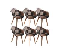 Lot de 6 Fauteuils Scandinaves Aspect Vieux Cuir - MELO -