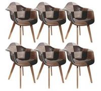 Lot de 6 Fauteuils Scandinaves Aspect Vieux Cuir - MELO -