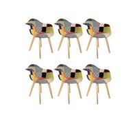 Lot de 6 Fauteuils Scandinaves Multicolore - PATCHWORK -