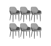 Lot de 6 Fauteuils Velours Côtelé Gris - ALESSIA - ALTOBUY Gris G