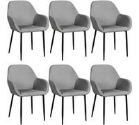 Lot de 6 Fauteuils Velours Côtelé Gris - ALESSIA - ALTOBUY Gris G