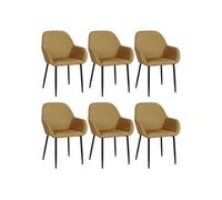 Lot de 6 Fauteuils Velours Côtelé Jaune Moutarde - ALESSIA -