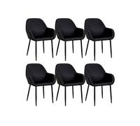 Lot de 6 Fauteuils Velours Côtelé Noir - ALESSIA -