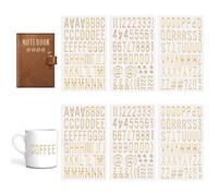 Lot de 6 feuilles d'autocollants 3D en mousse de 2,5 cm avec lettres et chiffres - Lettres de l'alphabet et majuscules dorées pour loisirs créatifs, scrapbooking et affiche