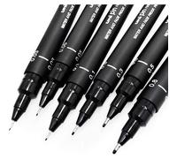 Lot De 6 Feutres De Dessin Uni Pin - Noir - Assortiment De Tailles - Uni-Ball