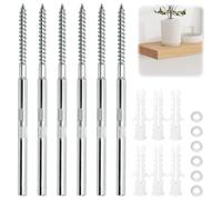 Lot de 6 Fixation Invisible Étagère Ø8x100mm en Acier, 20kg | 6 fixations invisibles Ø8x100mm en acier, tube d'expansion PP, pour étagère murale sur béton et brique pleine.