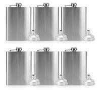 Lot de 6 flasques en acier inoxydable pour spiritueux, 200 ml, flasque avec entonnoir, convient pour porter de l'alcool pour la randonnée, le camping, l'extérieur