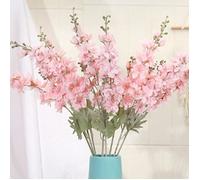 Lot de 6 Fleurs artificielles en Soie Delphinium de 85 1 cm - Fleurs artificielles à Tige Longue pour Grand Vase Rose