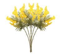 Lot de 6 Fleurs D'acacia Artificielles de 38,1 Cm, Fausses Tiges D'acacia, Bouquet de Fleurs Jaunes et Blanches, Feuilles de Mimosa, Plantes Floquées pour Intérieur et Extérieur, Maison,(Jaune)