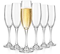 Lot de 6 flûtes à champagne en verre transparent de 190 ml - 22,3 cm | Flûtes à champagne en verre transparent avec volume de 190 ml pour champagne, champagne, prosecco et occasions festives