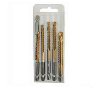 Lot de 6 forets à bois à tige hexagonale multifonction en titane pour perceuses électriques, outils d'alésage en métal à pointe fendue à 135 degrés avec étui de rangement