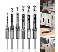 Lot de 6 Forets à bois trou carré bédanes creux acier mèches mortaiser burin 1/4", 5/16", 3/8", 1/2", 9/16", 5/8" outils menuiserie bricolage artisanat bois perçage manuel atelier domestique