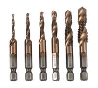Lot de 6 forets M35 pour acier inoxydable et métaux durs, embouts courts 1/8-5/16" avec étui pour fonte, titane bronze