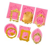 Lot de 6 formes d'ornement en silicone pour fondant dessert gel | Formes de cadre de décoration de gâteaux plus faciles