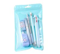 Lot de 6 fournitures d'écriture pastel avec pochette zippée pour notes de t travail scolaire quotidien, fournitures scolaires, pochette à fermeture éclair, ruban correcteur, gomme, surligneur