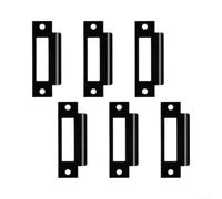 Lot de 6 gâches de porte standard en acier noir avec espacement de 10,4 cm | Ouverture spacieuse de 7 x 1,91 cm, s'adapte aux verrous à pêne dormant et à bouton, résout les problèmes d'affaissement