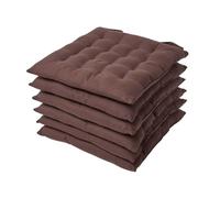 Lot de 6 Galette de Chaise Capitonnée 40 x 40 cm Chocolat